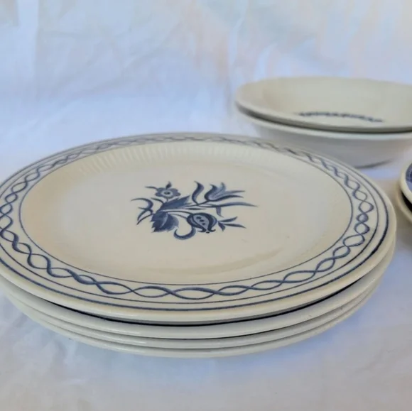 Vintage Amcrest Concord ironstone blue white plates set of 6 Japan 7 1/4" - Picture 2 of 9